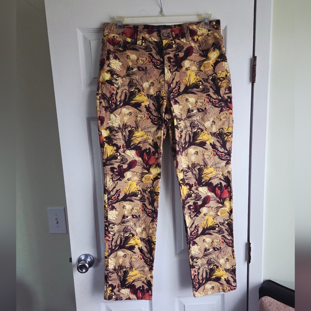 Gloria Vanderbilt High Rise Floral Print Jeans in Mustard, Brown & Red - Picture 8 of 13